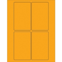 3 x 5" Fluorescent Orange Rectangle Laser Labels-4 Labels per Sheet