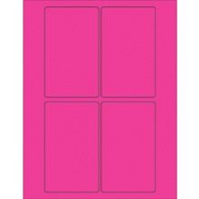 3 x 5" Fluorescent Pink Rectangle Laser Labels-4 Labels per Sheet