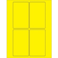 3 x 5" Fluorescent Yellow Rectangle Laser Labels-4 Labels per Sheet