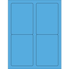 3 1/2 x 5" Fluorescent Bright Blue Rectangle Laser Labels-4 Labels per Sheet