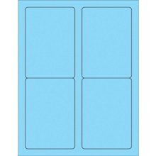 3 1/2 x 5" Fluorescent Pastel Blue Rectangle Laser Labels-4 Labels per Sheet