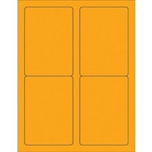 3 1/2 x 5" Fluorescent Orange Rectangle Laser Labels-4 Labels per Sheet