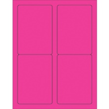 3 1/2 x 5" Fluorescent Pink Rectangle Laser Labels-4 Labels per Sheet