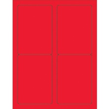 3 1/2 x 5" Fluorescent Red Rectangle Laser Labels-4 Labels per Sheet