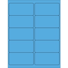 4 x 2" Fluorescent Bright Blue Rectangle Laser Labels-10 Labels per Sheet