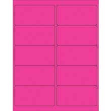 4 x 2" Fluorescent Pink Rectangle Laser Labels-10 Labels per Sheet