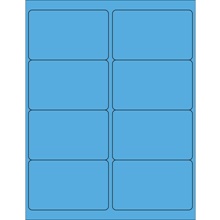 4 x 2 1/2" Fluorescent Bright Blue Rectangle Laser Labels-8 Labels per Sheet