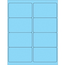 4 x 2 1/2" Fluorescent Pastel Blue Rectangle Laser Labels-8 Labels per Sheet
