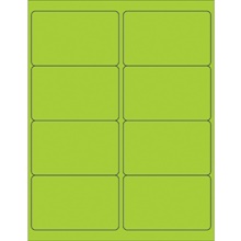 4 x 2 1/2" Fluorescent Green Rectangle Laser Labels-8 Labels per Sheet