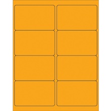 4 x 2 1/2" Fluorescent Orange Rectangle Laser Labels-8 Labels per Sheet