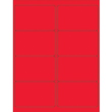 4 x 2 1/2" Fluorescent Red Rectangle Laser Labels-8 Labels per Sheet