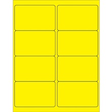 4 x 2 1/2" Fluorescent Yellow Rectangle Laser Labels-8 Labels per Sheet