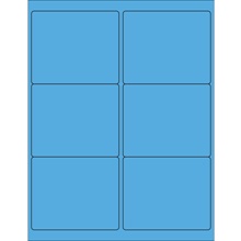 4 x 3 1/3" Fluorescent Bright Blue Rectangle Laser Labels-6 Labels per Sheet