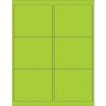 4 x 3 1/3" Fluorescent Green Rectangle Laser Labels-6 Labels per Sheet