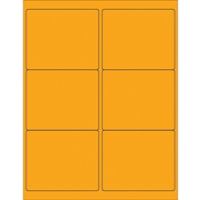 4 x 3 1/3" Fluorescent Orange Rectangle Laser Labels-6 Labels per Sheet
