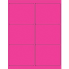 4 x 3 1/3" Fluorescent Pink Rectangle Laser Labels-6 Labels per Sheet
