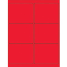 4 x 3 1/3" Fluorescent Red Rectangle Laser Labels-6 Labels per Sheet