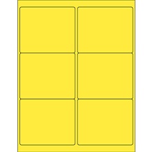 4 x 3 1/3" Yellow Rectangle Laser Labels-6 Labels per Sheet