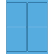 4 x 5" Fluorescent Bright Blue Rectangle Laser Labels-4 Labels per Sheet