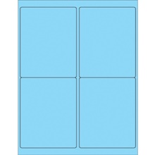 4 x 5" Fluorescent Pastel Blue Rectangle Laser Labels-4 Labels per Sheet