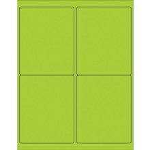4 x 5" Fluorescent Green Rectangle Laser Labels-4 Labels per Sheet
