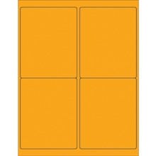 4" x 5" Fluorescent Orange Rectangle Laser Labels-4 Labels per Sheet