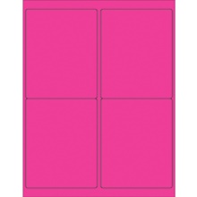 4 x 5" Fluorescent Pink Rectangle Laser Labels-4 Labels per Sheet