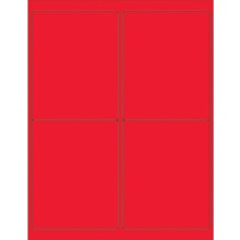 4 x 5" Fluorescent Red Rectangle Laser Labels-4 Labels per Sheet