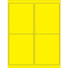 4 x 5" Fluorescent Yellow Rectangle Laser Labels-4 Labels per Sheet