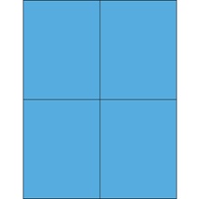 4 1/4 x 5 1/2" Fluorescent Bright Blue Rectangle Laser Labels-4 Labels per Sheet
