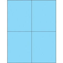 4 1/4 x 5 1/2" Fluorescent Pastel Blue Rectangle Laser Labels-4 Labels per Sheet