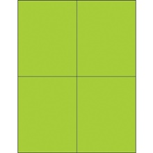 4 1/4 x 5 1/2" Fluorescent Green Rectangle Laser Labels-4 Labels per Sheet