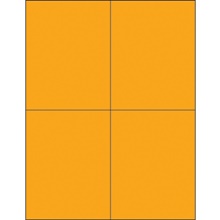 4 1/4 x 5 1/2 "Fluorescent Orange Rectangle Laser Labels-4 Labels per Sheet