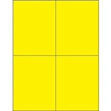 4 1/4 x 5 1/2" Fluorescent Yellow Rectangle Laser Labels-4 Labels per Sheet