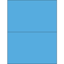 8 1/2 x 5 1/2" Fluorescent Bright Blue Rectangle Laser Labels-2 Labels per Sheet