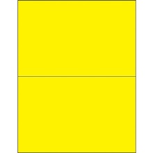 8 1/2 x 5 1/2" Fluorescent Yellow Rectangle Laser Labels-2 Labels per Sheet