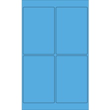 4 x 6" Fluorescent Bright Blue Rectangle Laser Labels-4 Labels per Sheet