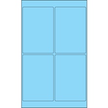 4 x 6" Fluorescent Pastel Blue Rectangle Laser Labels-4 Labels per Sheet