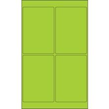 4 x 6" Fluorescent Green Rectangle Laser Labels-4 Labels per Sheet