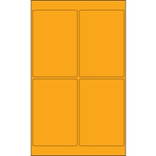4 x 6" Fluorescent Orange Rectangle Laser Labels-4 Labels per Sheet