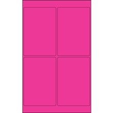 4 x 6" Fluorescent Pink Rectangle Laser Labels-4 Labels per Sheet