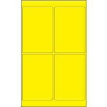 4 x 6" Fluorescent Yellow Rectangle Laser Labels-4 Labels per Sheet