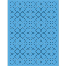 3/4" Fluorescent Pastel Blue Circle Laser Labels-108 Labels per Sheet