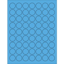 1" Fluorescent Pastel Blue Circle Laser Labels-63 Labels per Sheet