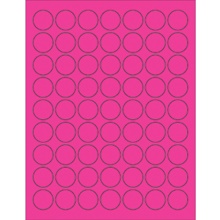 1" Fluorescent Red Circle Laser Labels-63 Labels per Sheet