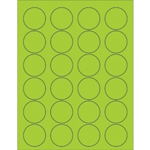 1 5/8" Fluorescent Green Circle Laser Labels-24 Labels per Sheet