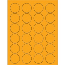 1 5/8" Fluorescent Orange Circle Laser Labels-24 Labels per Sheet