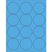 2 1/2" Fluorescent Pastel Blue Circle Laser Labels-12 Labels per Sheet