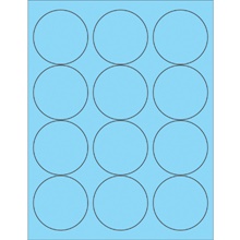 2 1/2" Fluorescent Bright Blue Circle Laser Labels-12 Labels per Sheet