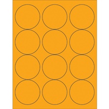 2 1/2" Fluorescent Pink Circle Laser Labels-12 Labels per Sheet